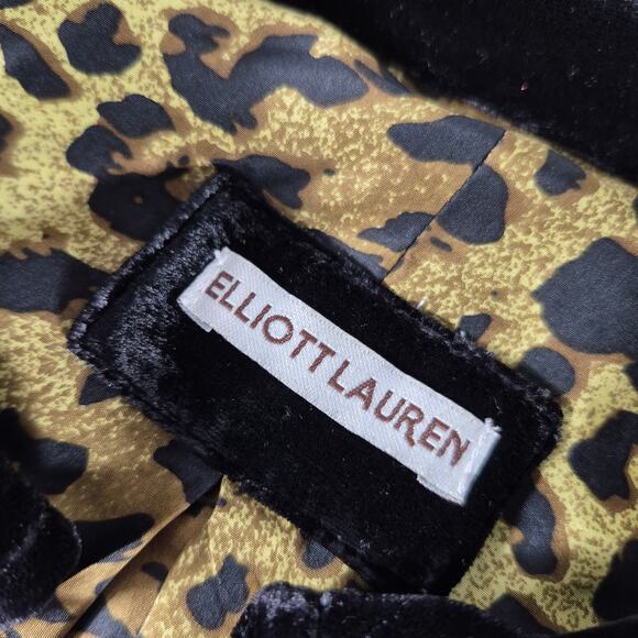 Elliott Lauren Black Velvet Silk Lined Button Up 4 Pocket Jacket Dress 10 - Picture 4 of 5